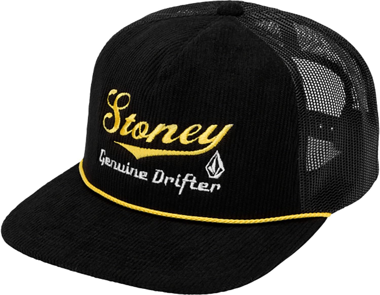 Volcom Men's Mesh Trucker Hat - Adjustable Snapback Cap, Breathable Structured Front Panel Black Drift