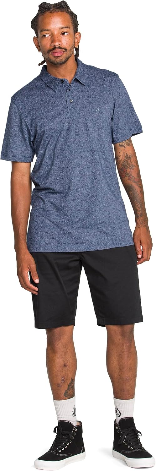 Volcom Men's Wowzer Modern Fit Short Sleeve Polo Shirt Blueberry