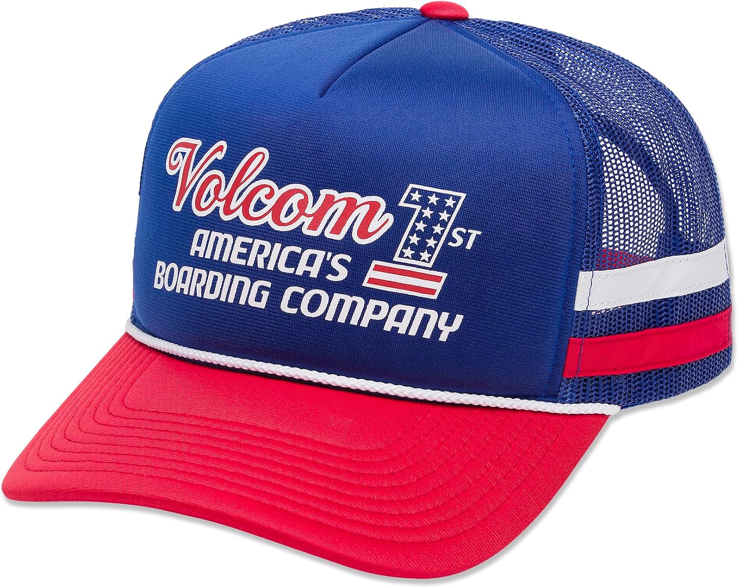 Volcom Men's Mesh Trucker Hat - Adjustable Snapback Cap, Breathable Structured Front Panel Froth Chili Red