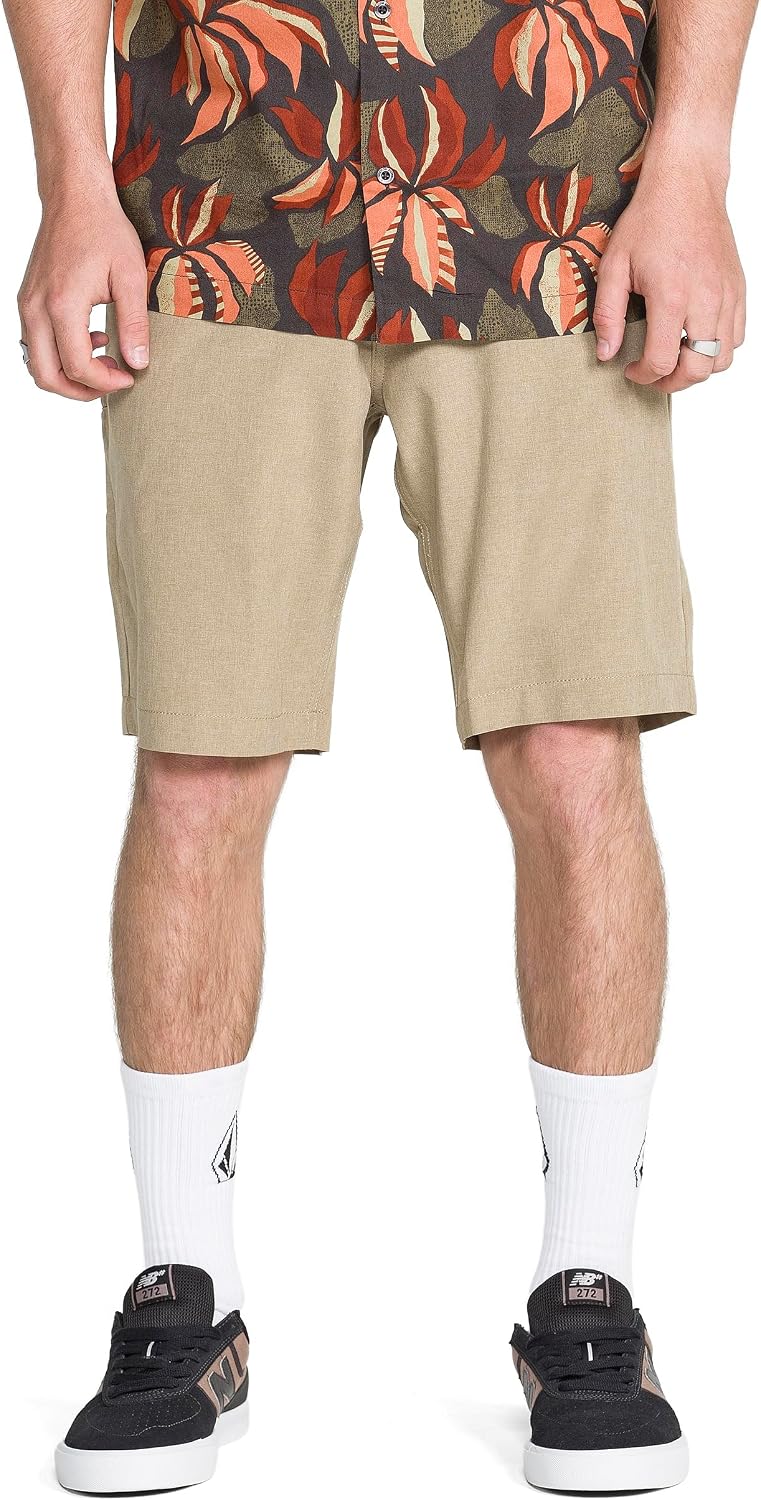 Volcom Men's Kerosene 21" Hybrid Chino Shorts Quick-Dry Stretch Fabric Khaki