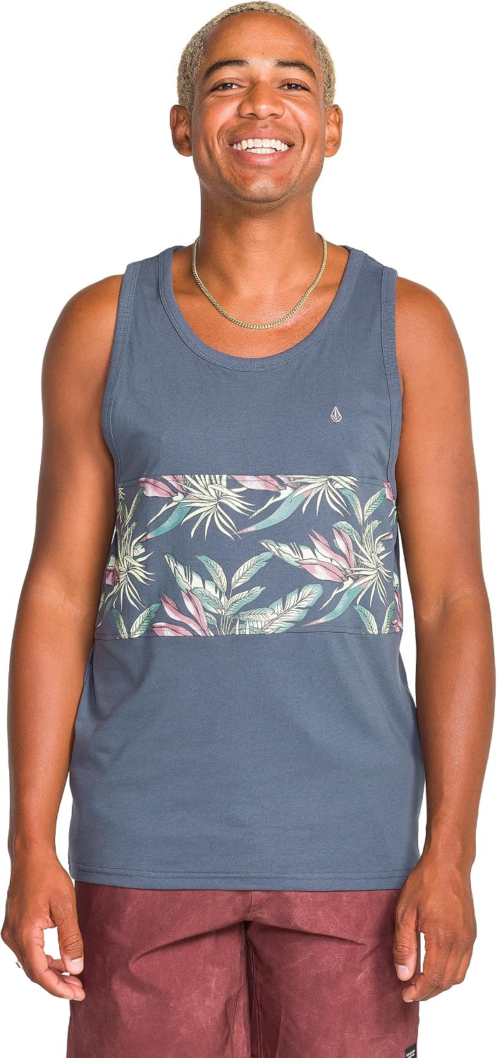 Volcom Men's Sleeveless Knit Tank Top – Soft Cotton Knit Lightweight Muscle Shirt Dark Slate