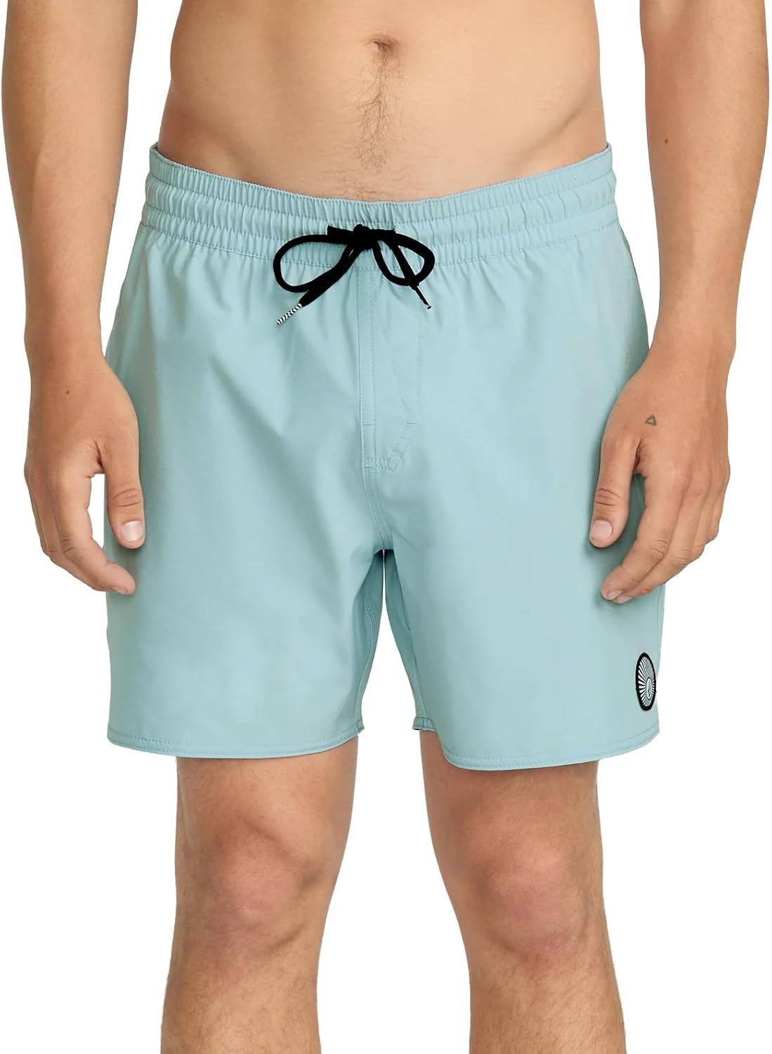 Volcom Men's 16" Elastic Waist Swim Trunks- Stretchable, UPF 50+, Quick Dry Swim Bottoms Chambray