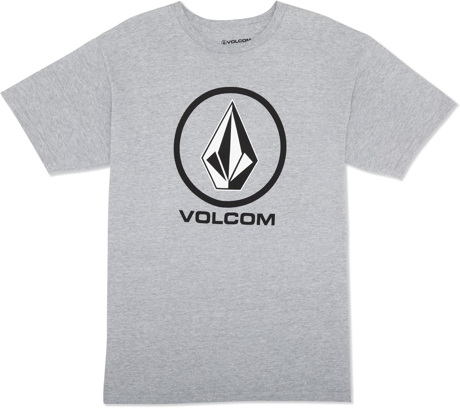 Volcom Men's Stone Fill Short Sleeve T-Shirt – Crewneck Graphic Tee Heather Grey
