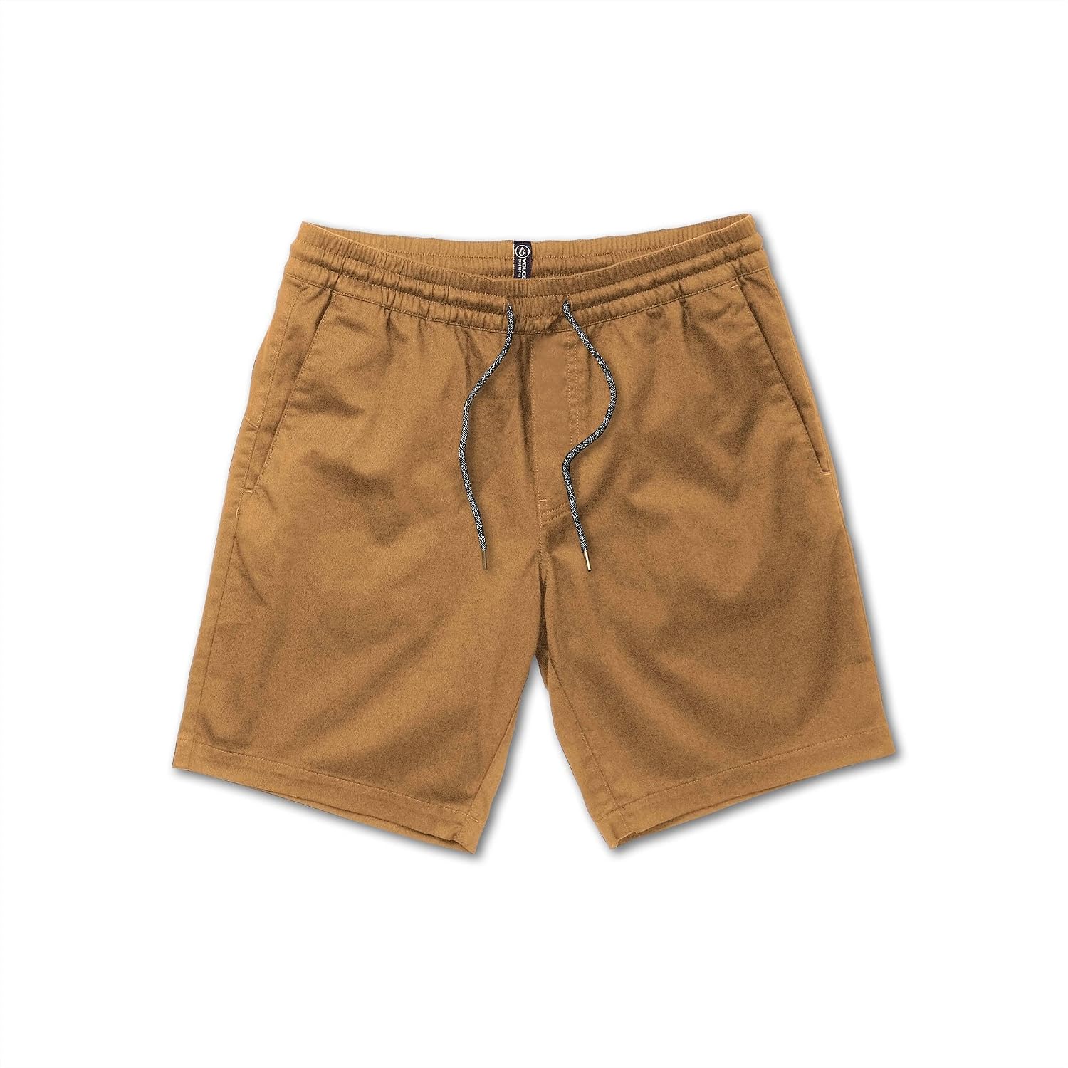 Volcom Men's Elastic Waist Shorts – 19" Stretch Twill Chino Shorts with Drawcord Waist, Dark Khaki, Large