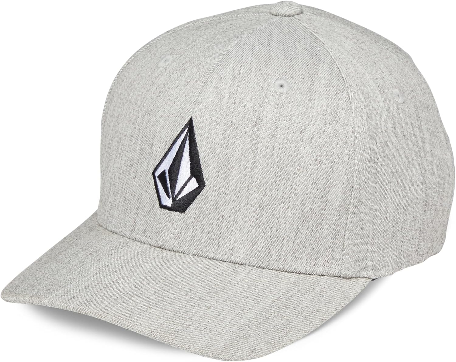 Volcom Men's Full Stone Flexfit Hat - 6-Panel Structured Stretch Twill Baseball Cap Grey Vintage