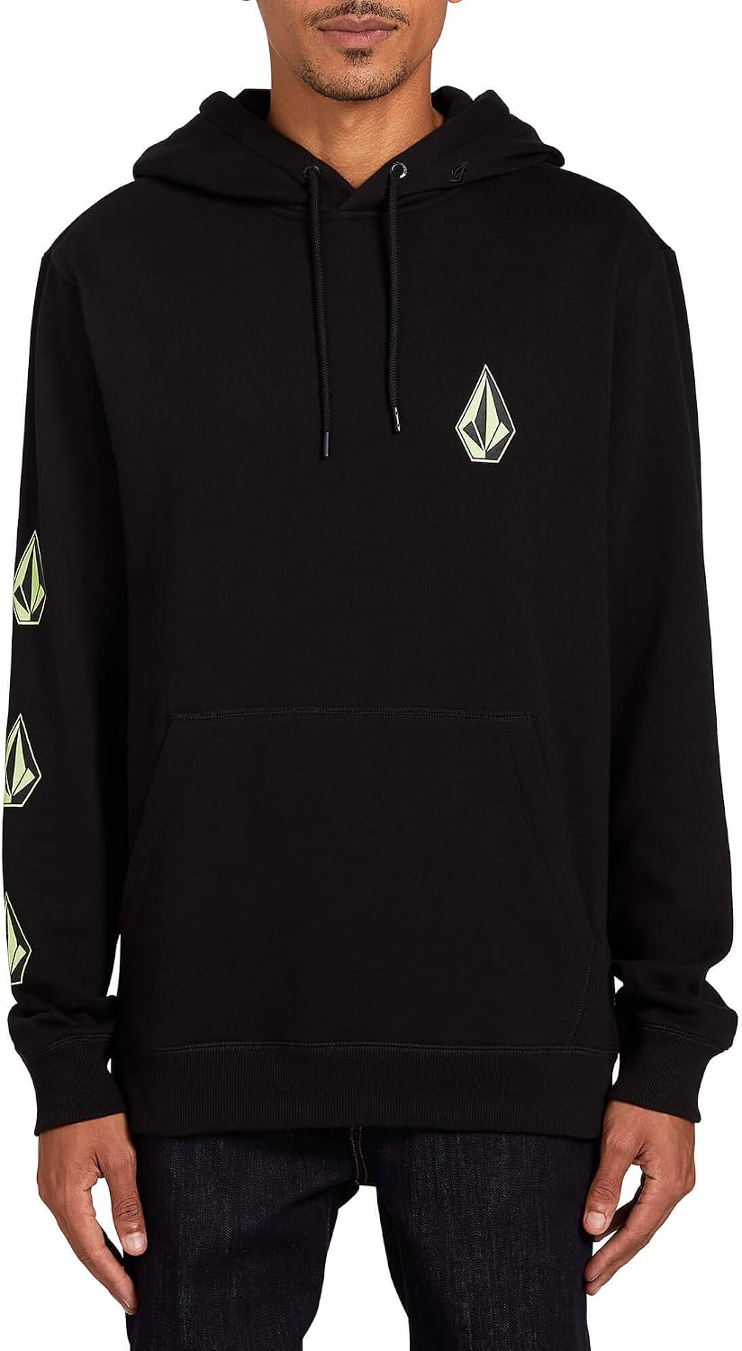 Volcom Men's Iconic Stone Pullover Hoodie Fleece Sweatshirt New Black