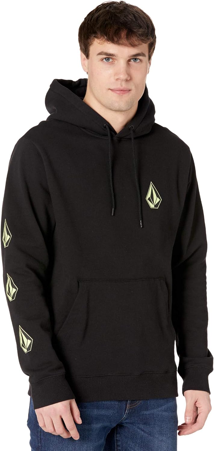 Volcom Men's Iconic Stone Pullover Hoodie Fleece Sweatshirt New Black