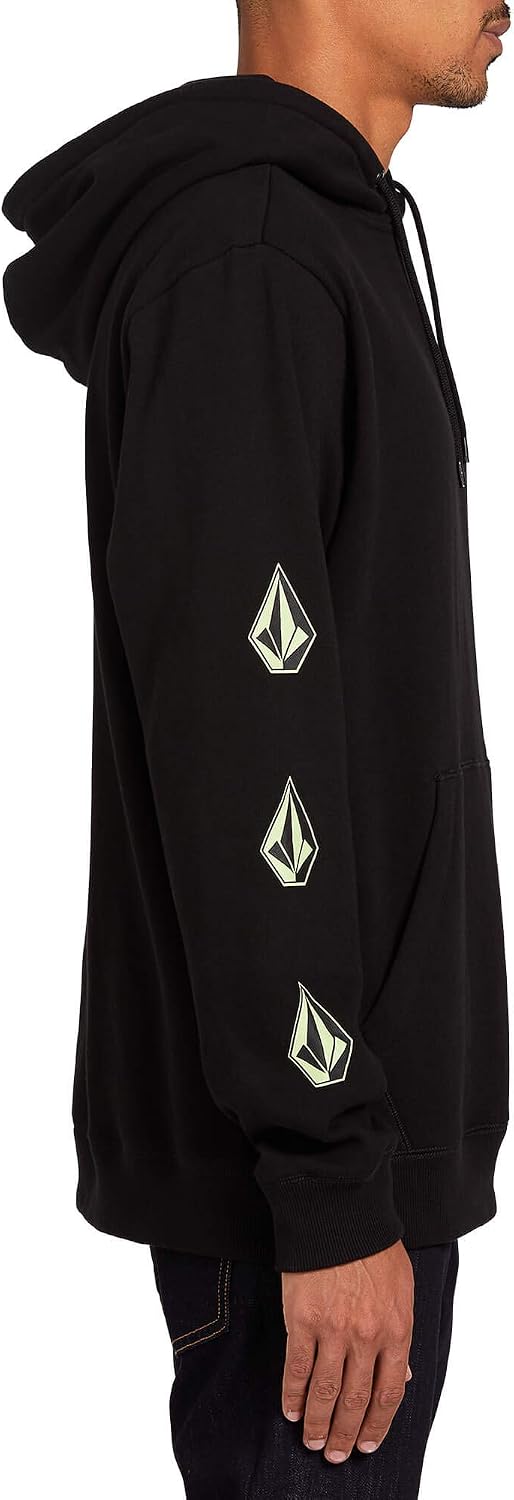 Volcom Men's Iconic Stone Pullover Hoodie Fleece Sweatshirt New Black