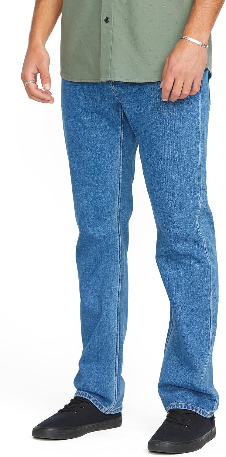 Volcom Men's Solver Stretch Denim Jeans-Modern Fit Pant Standard Issue Blue