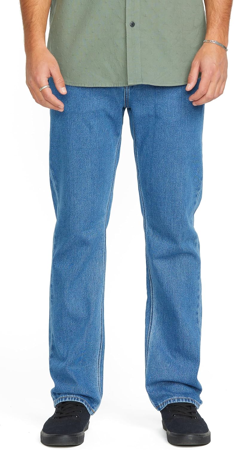 Volcom Men's Solver Stretch Denim Jeans-Modern Fit Pant Standard Issue Blue