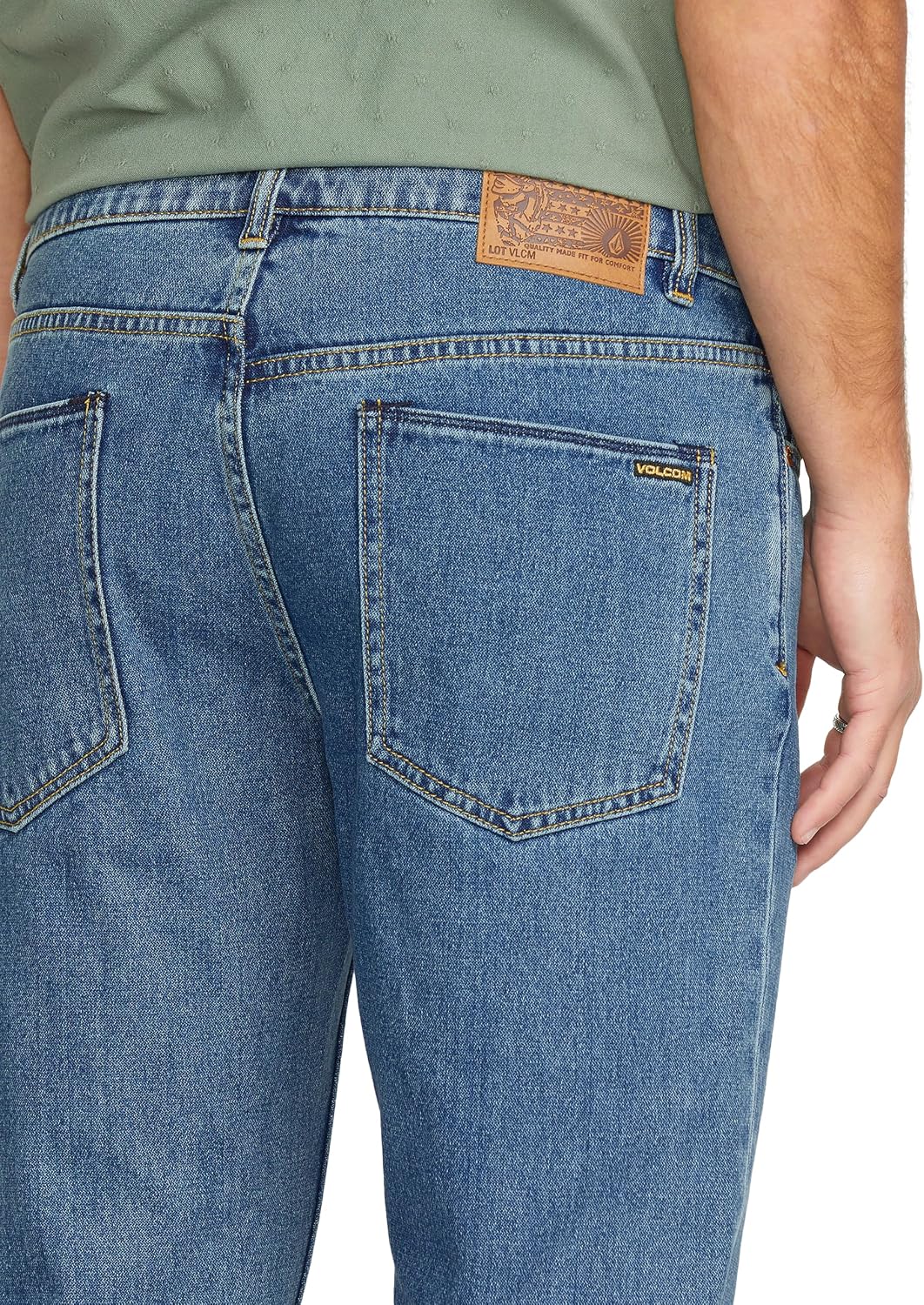 Volcom Men's Solver Stretch Denim Jeans-Modern Fit Pant Standard Issue Blue