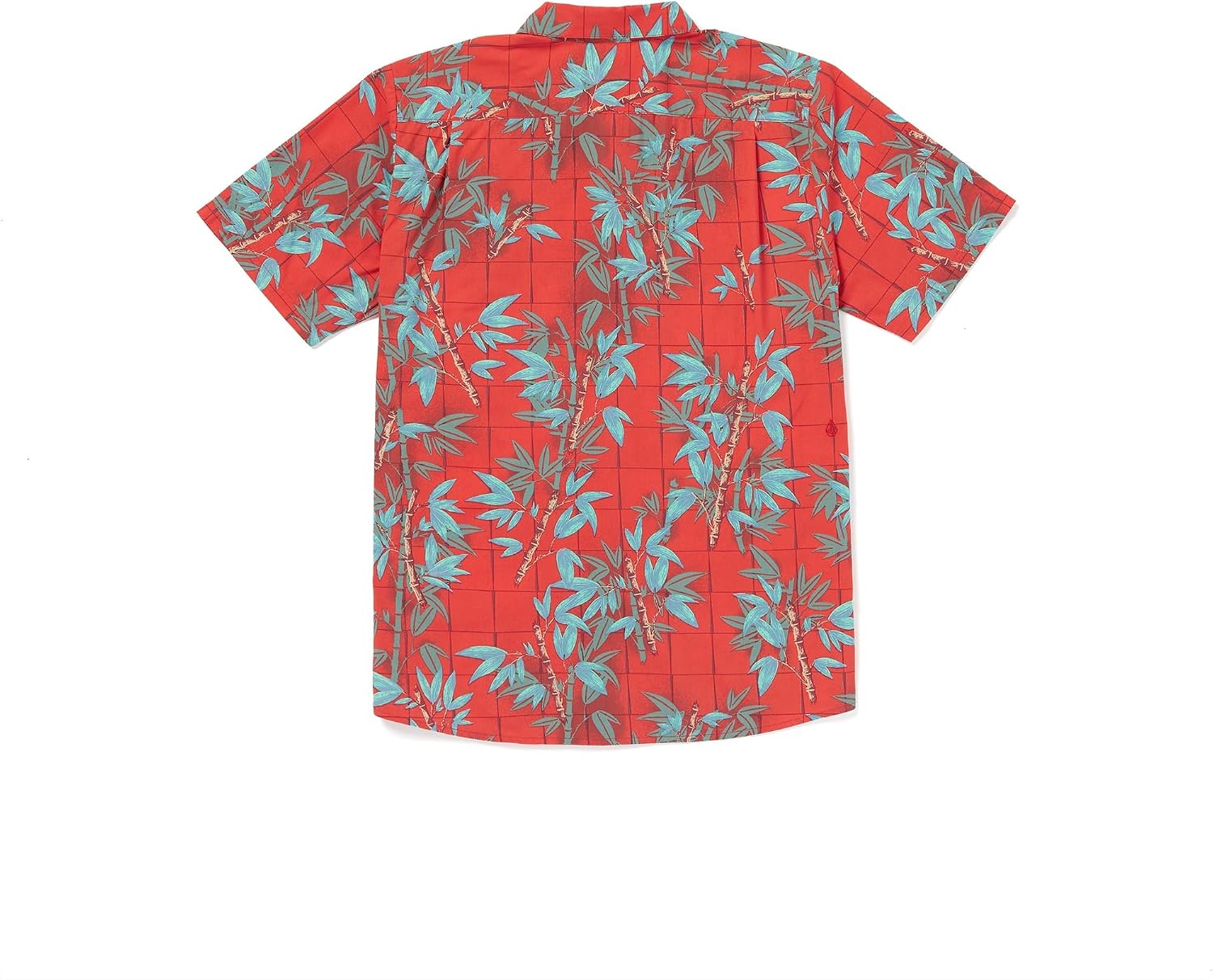 Volcom Men's Regular Marble Floral Short Sleeve Button Down Hawaiian Shirt Bamboozeled Flash Red