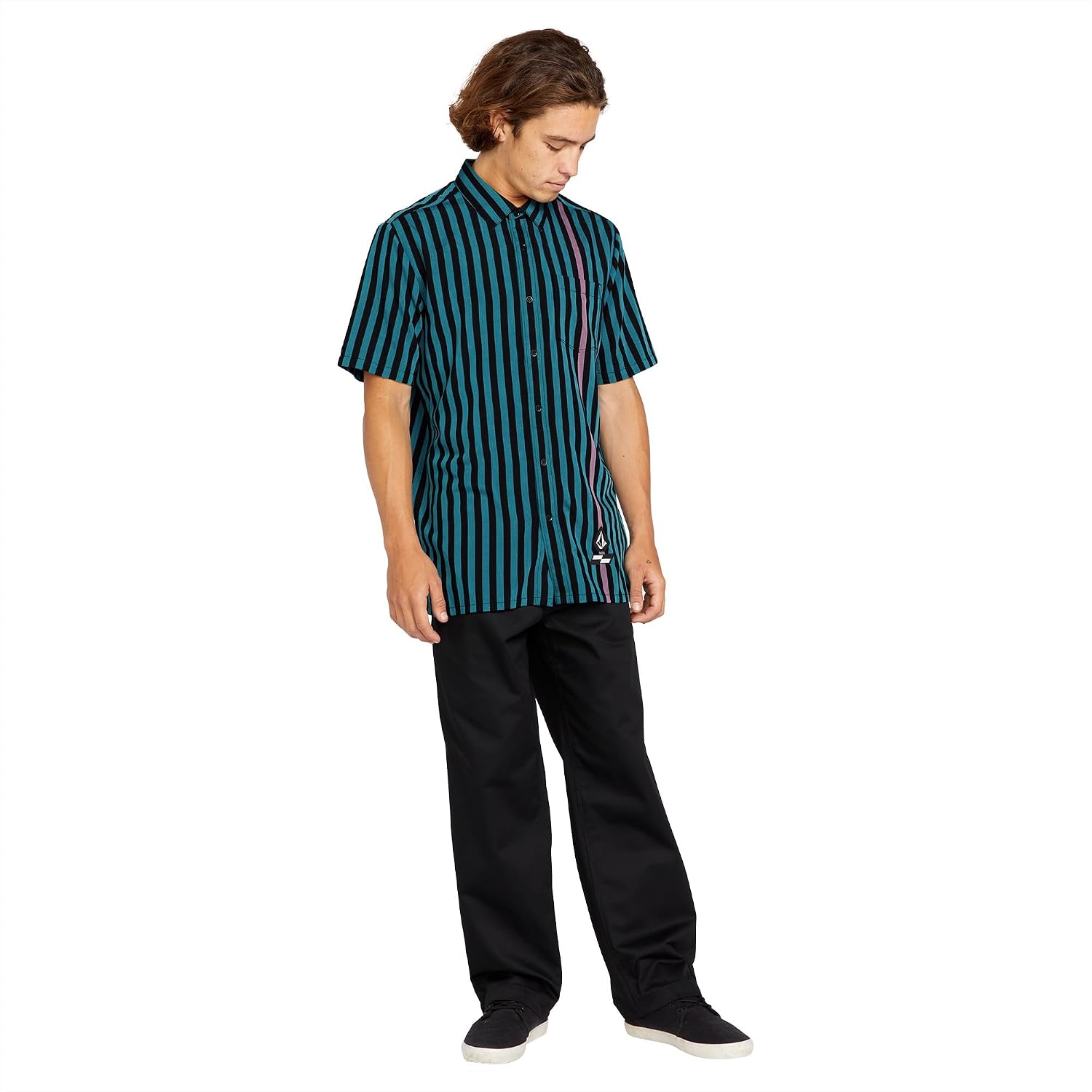 Volcom Men's Frickin Skate Loose Baggy Fit Chino Pants – Relaxed Tapered 17″ Leg Opening, 30″ Inseam Onyx