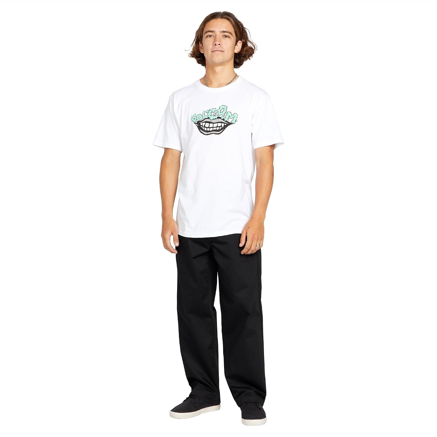 Volcom Men's Frickin Skate Loose Baggy Fit Chino Pants – Relaxed Tapered 17″ Leg Opening, 30″ Inseam Onyx