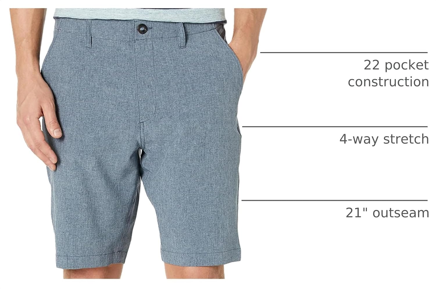 Volcom Men's Kerosene 21" Hybrid Chino Shorts Quick-Dry Stretch Fabric Navy