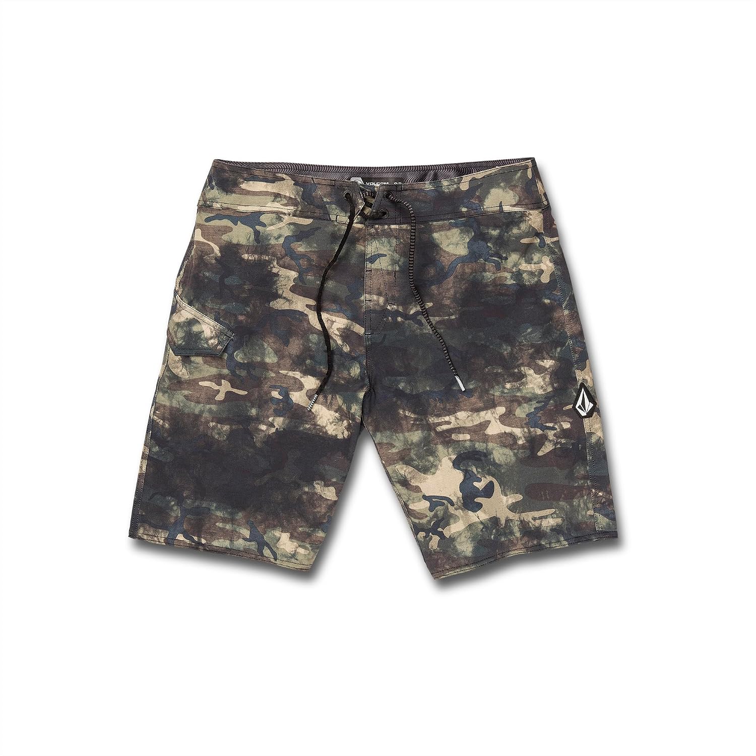 Volcom Men's 16" Elastic Waist Swim Trunks- Stretchable, UPF 50+, Quick Dry Swim Bottoms Covert Green