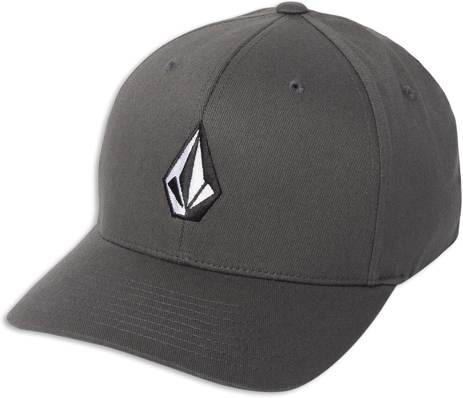 Volcom Men's Full Stone Flexfit Hat - 6-Panel Structured Stretch Twill Baseball Cap Iron Grate