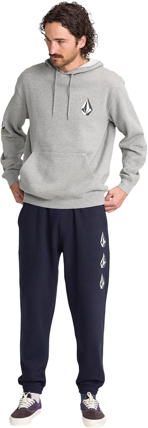 Volcom Men's Iconic Stone Elastic Waist Fleece Sweatpants – Soft Jogger Pants with Adjustable Drawcord Navy