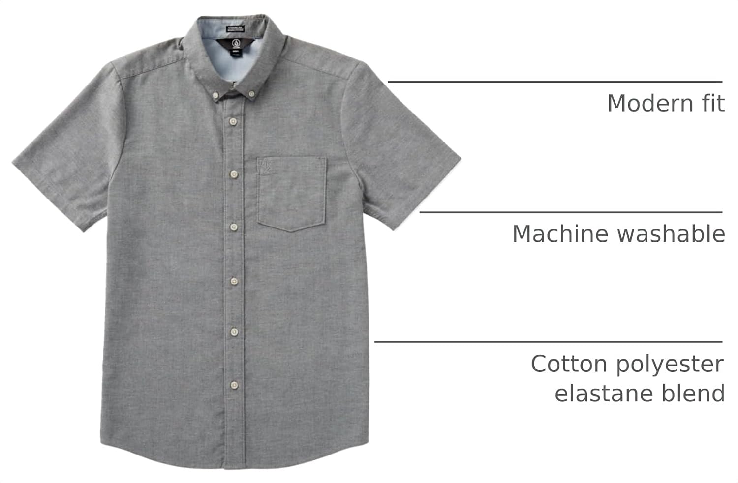 Volcom Men's Everett Oxford Short Sleeve Button Down Woven Shirt Black - New