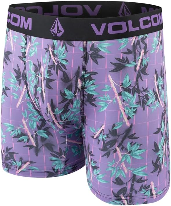 Volcom Mens Boxer Briefs 5 Pack Poly Spandex Performance Boxer Briefs Underwear PurpleBlackGreyNavyLight Blue