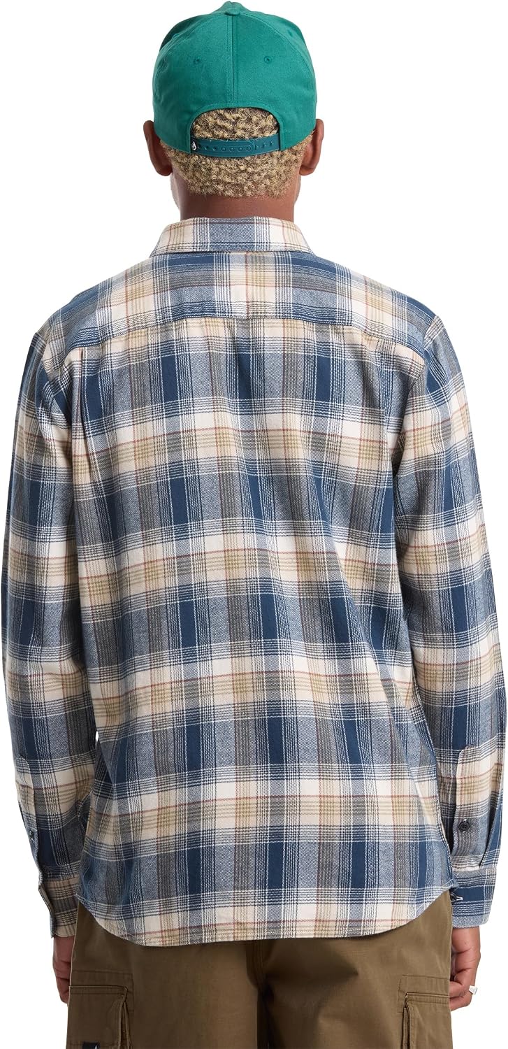 Volcom Men's Caden Plaid Long Sleeve Dirty White