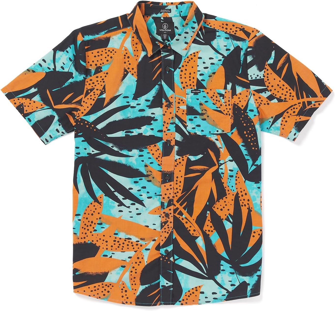 Volcom Men's Regular Marble Floral Short Sleeve Button Down Hawaiian Shirt Tigerlily