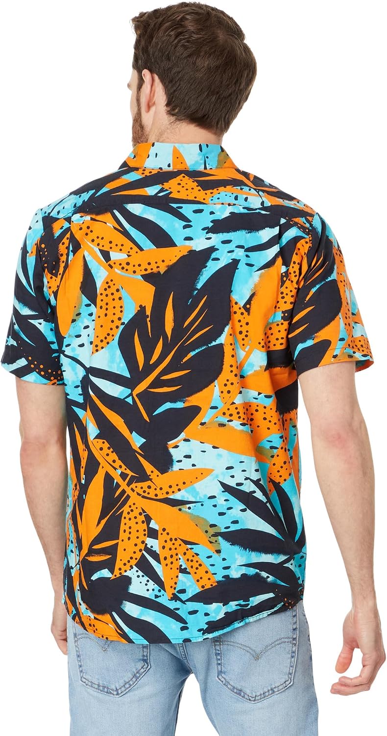 Volcom Men's Regular Marble Floral Short Sleeve Button Down Hawaiian Shirt Tigerlily