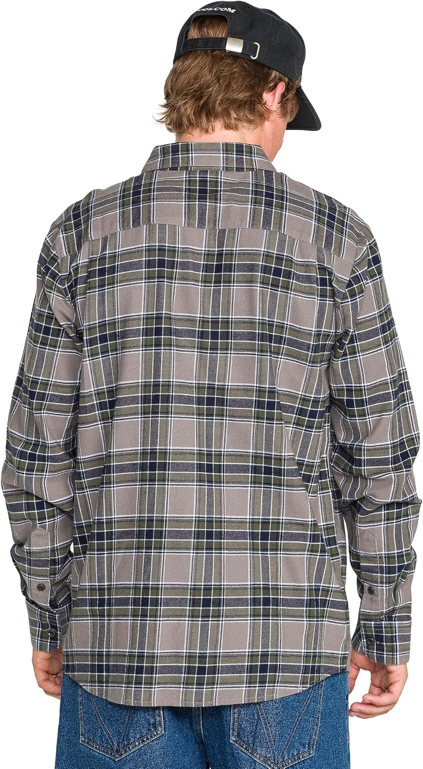 Volcom Men's Caden Plaid Long Sleeve Pewter