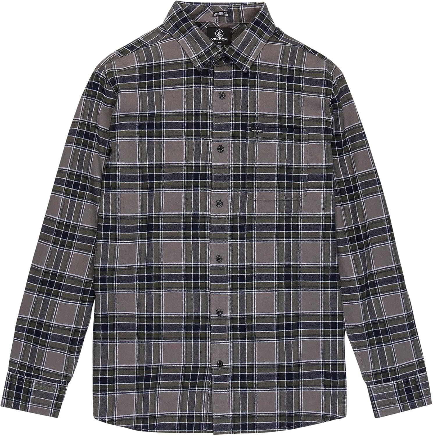 Volcom Men's Caden Plaid Long Sleeve Pewter