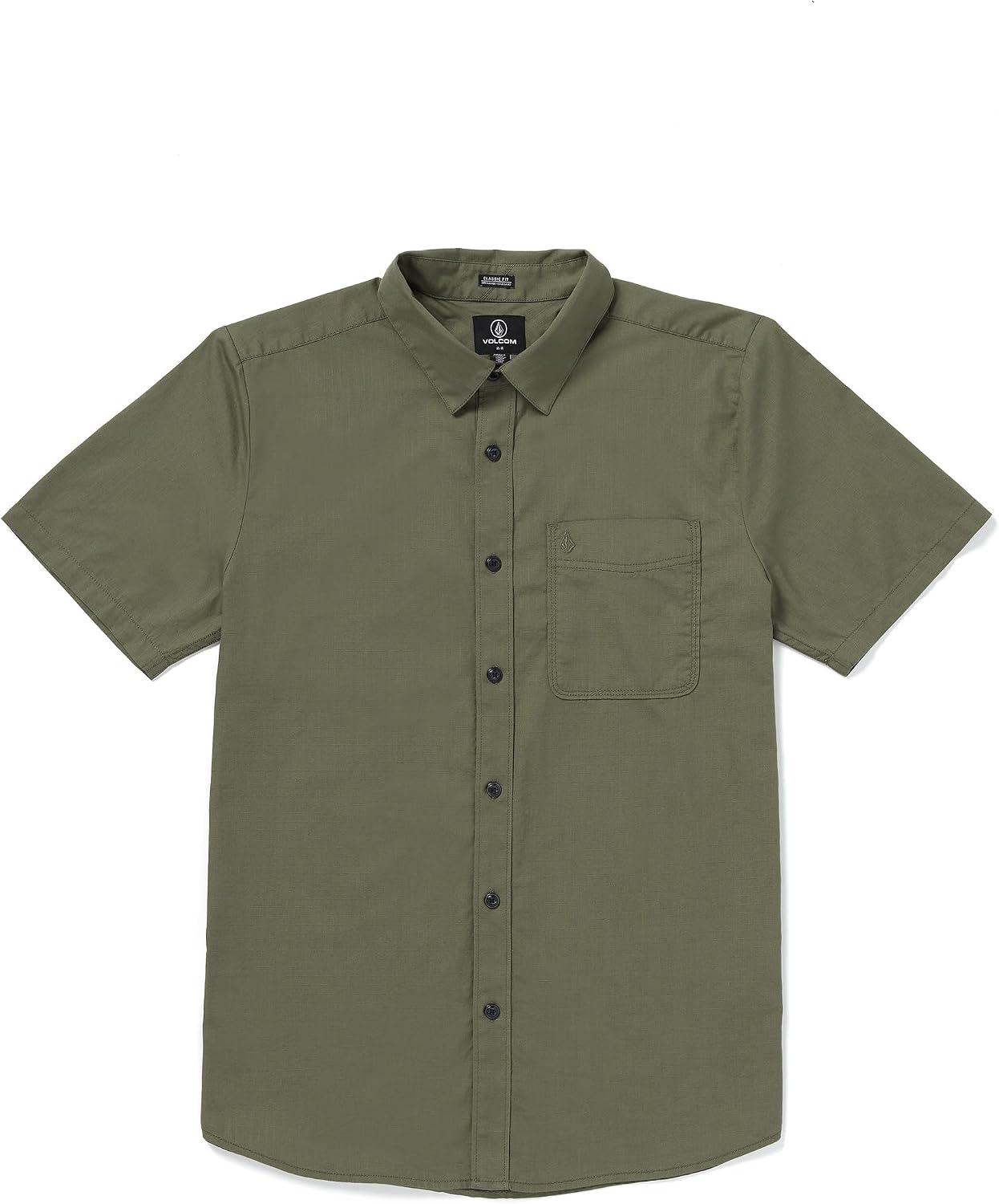 Volcom Men's Date Knight Short Sleeve Classic Fit Button Down Shirt Wintermoss