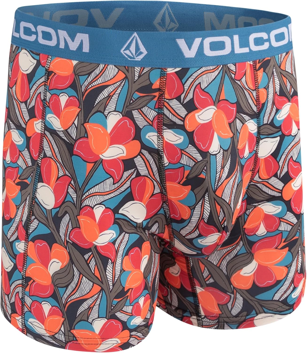 Volcom Mens Boxer Briefs 4 Pack Poly Spandex Performance Boxer Briefs Underwear MulticoloredLight BlueBlackLight Green