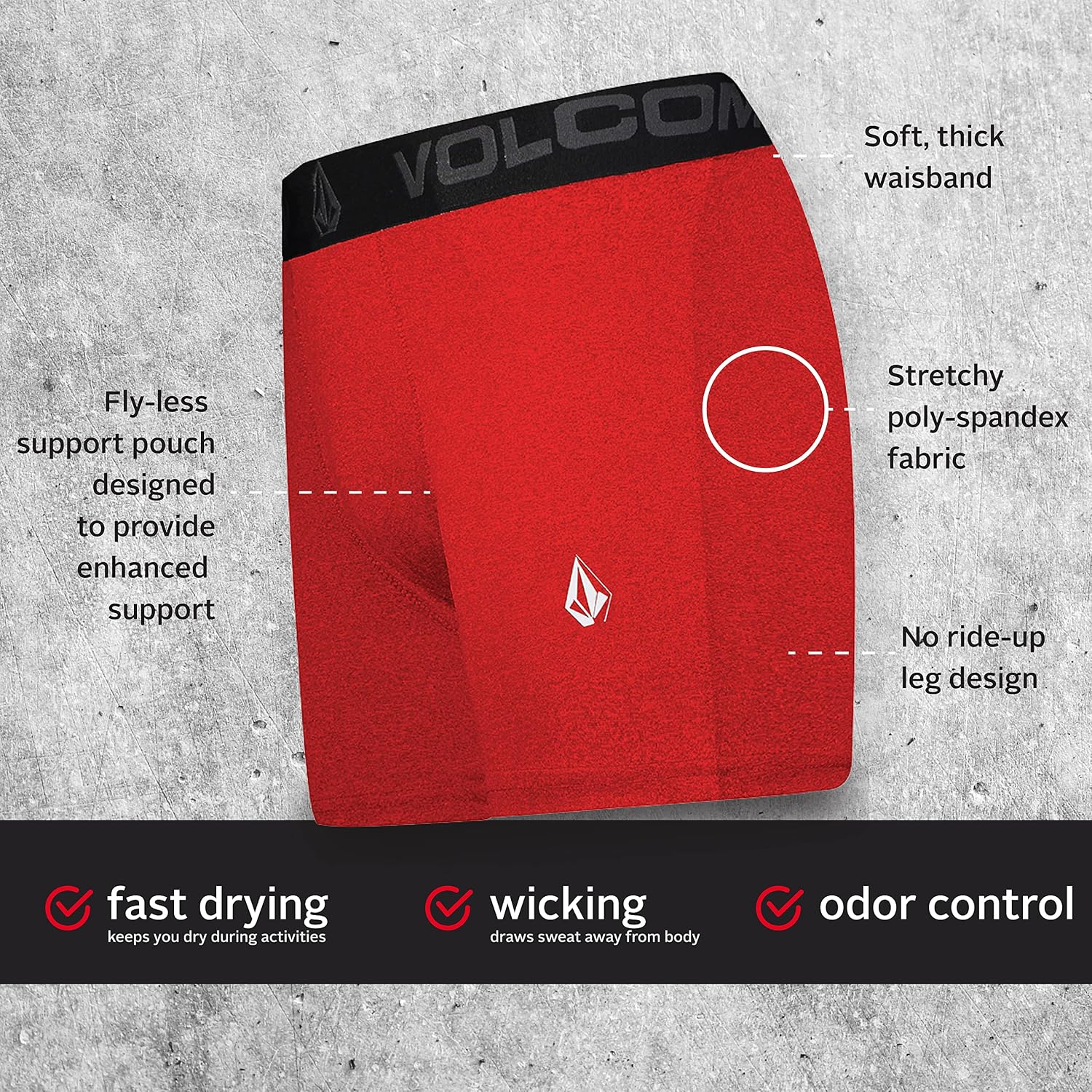 Volcom Mens Boxer Briefs 4 Pack Poly Spandex Performance Boxer Briefs Underwear MulticoloredLight BlueBlackLight Green