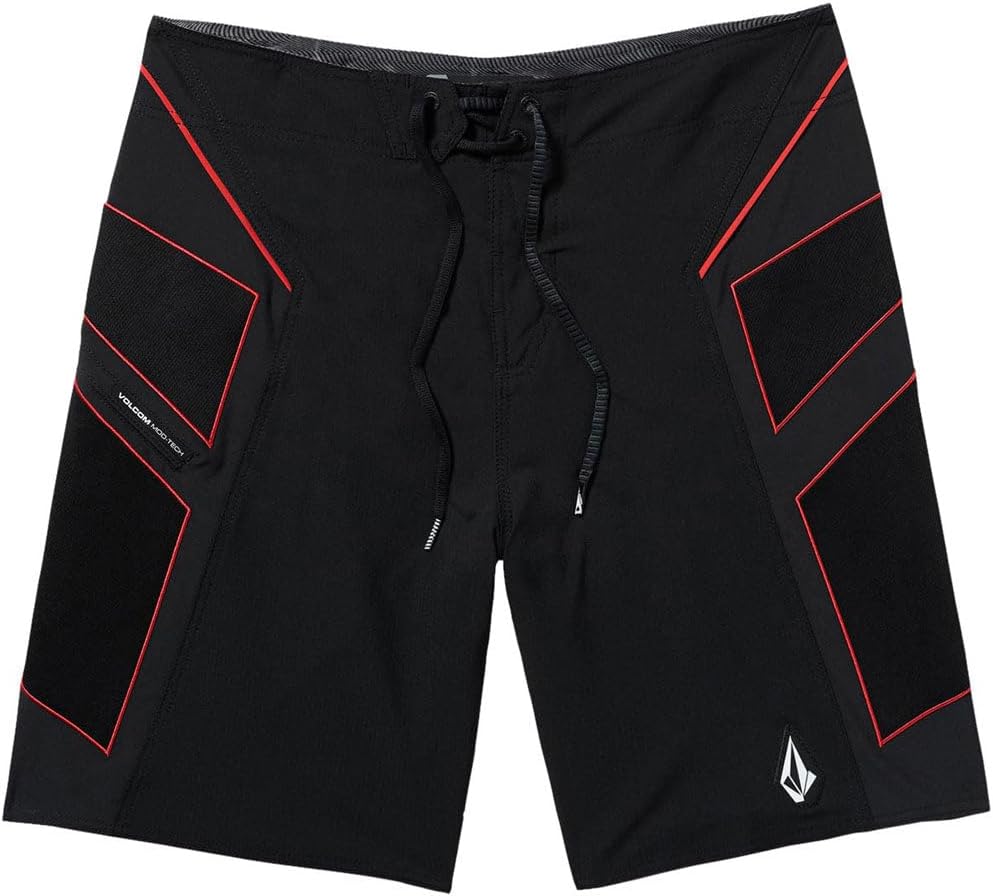 Volcom Men's 16" Elastic Waist Swim Trunks- Stretchable, UPF 50+, Quick Dry Swim Bottoms Onyx-black