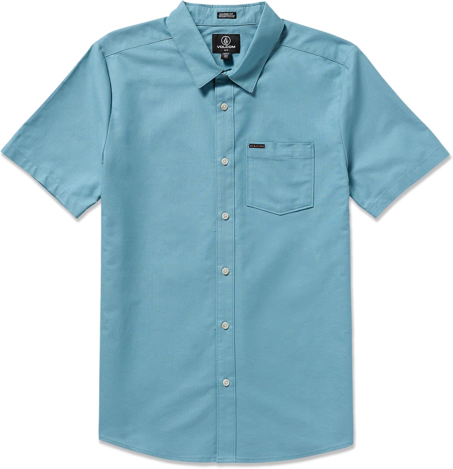 Volcom Men's Everett Oxford Short Sleeve Button Down Woven Shirt Used Blue