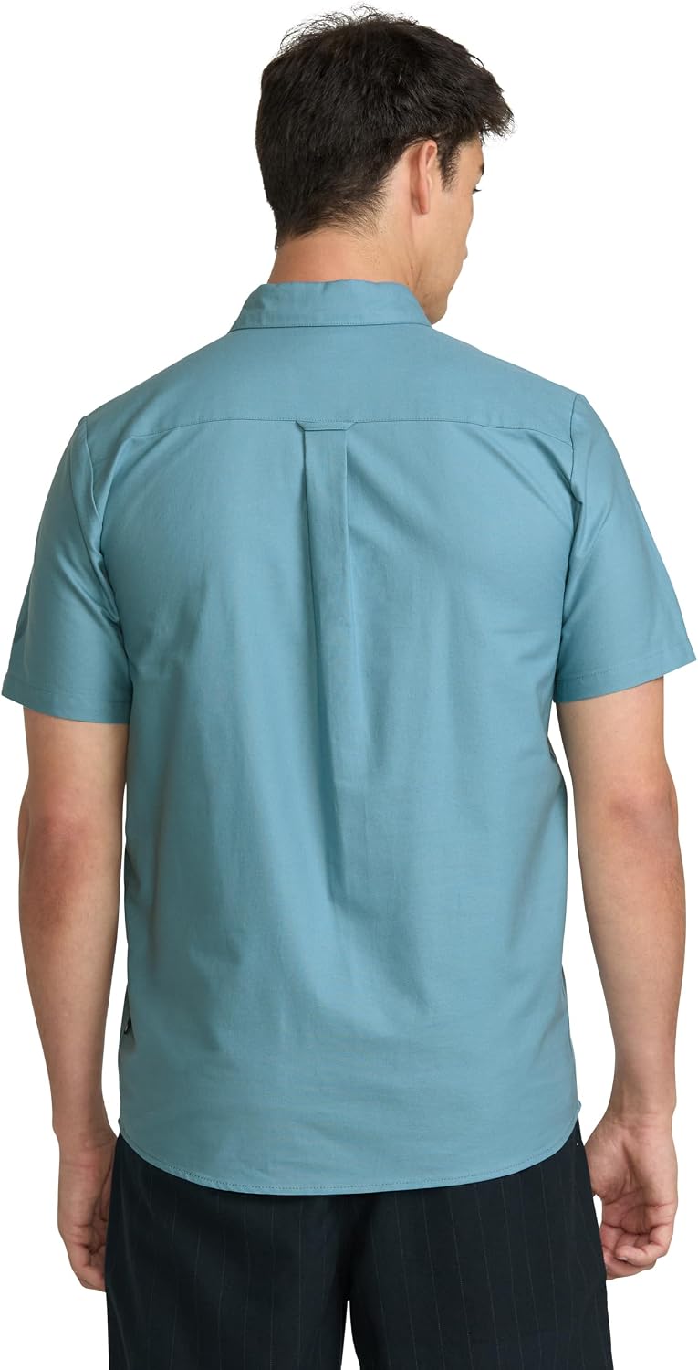 Volcom Men's Everett Oxford Short Sleeve Button Down Woven Shirt Used Blue
