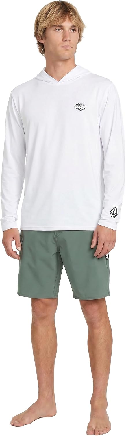 Volcom Taunt Loose Fit Long Sleeve Rashguard White Overlap