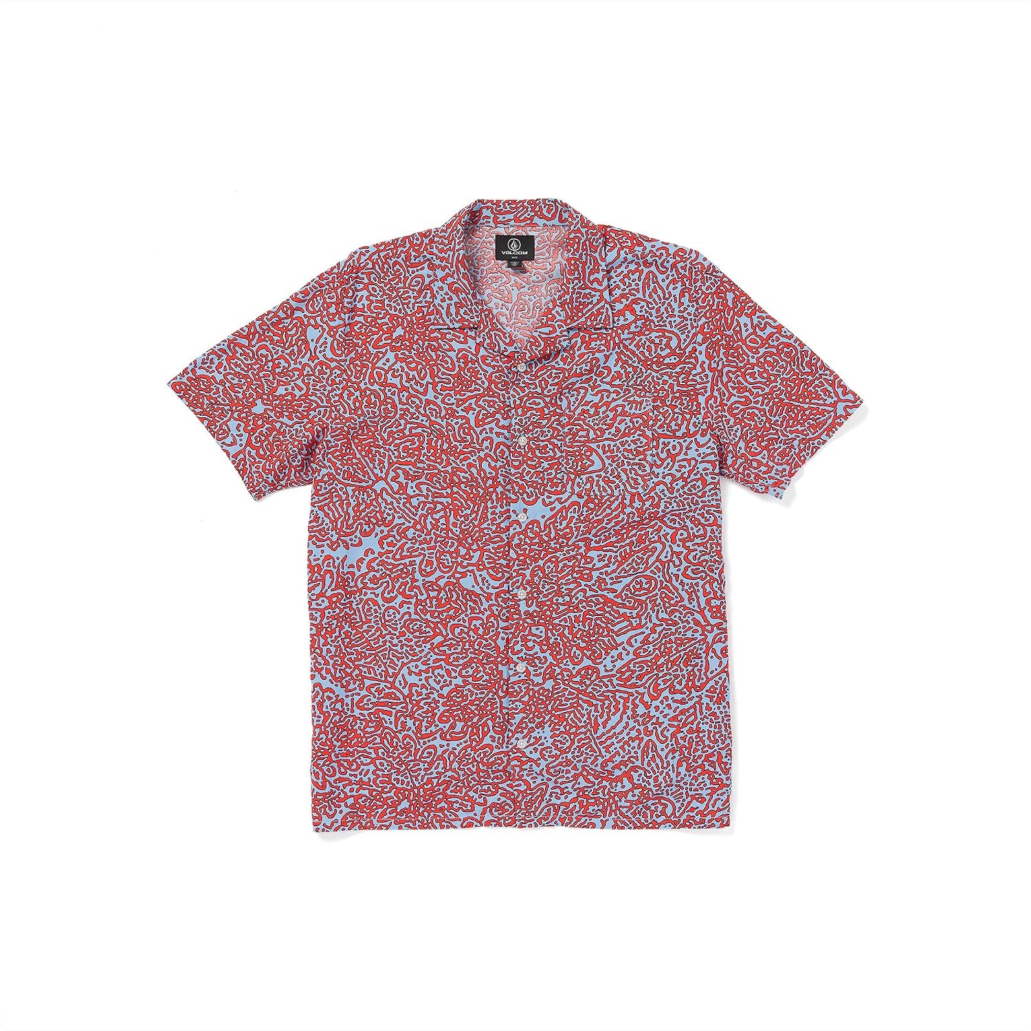 Volcom Men's Purestone Short Sleeve Button Down Shirt Blue Bird