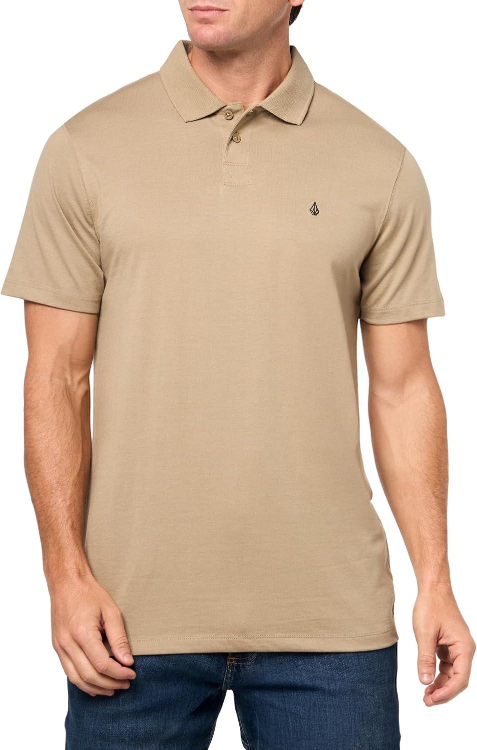 Volcom Short Sleeve Polo Shirt – Classic Fit, Soft Cotton Blend, Modern Casual Style Khaki