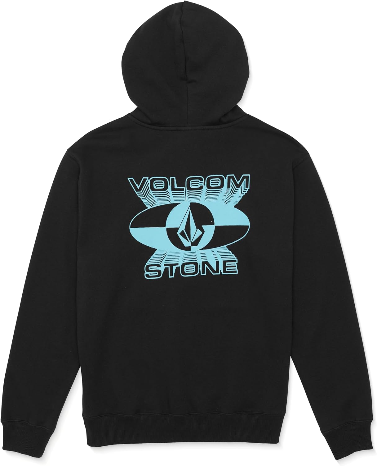 Volcom Men's Pullover Logo Fleece Hooded Sweatshirt – Soft Brushed Interior, Classic Fit, Kangaroo Pocket, Ribbed Cuffs & Hem Black Explorer