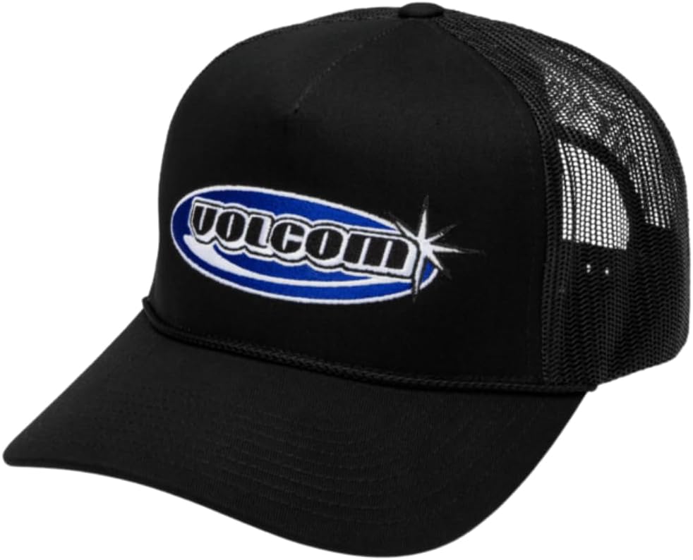 Volcom Men's Mesh Trucker Hat - Adjustable Snapback Cap, Breathable Structured Front Panel Black Road