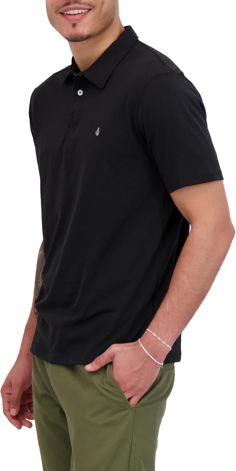 Volcom Short Sleeve Polo Shirt – Classic Fit, Soft Cotton Blend, Modern Casual Style Tinted Black