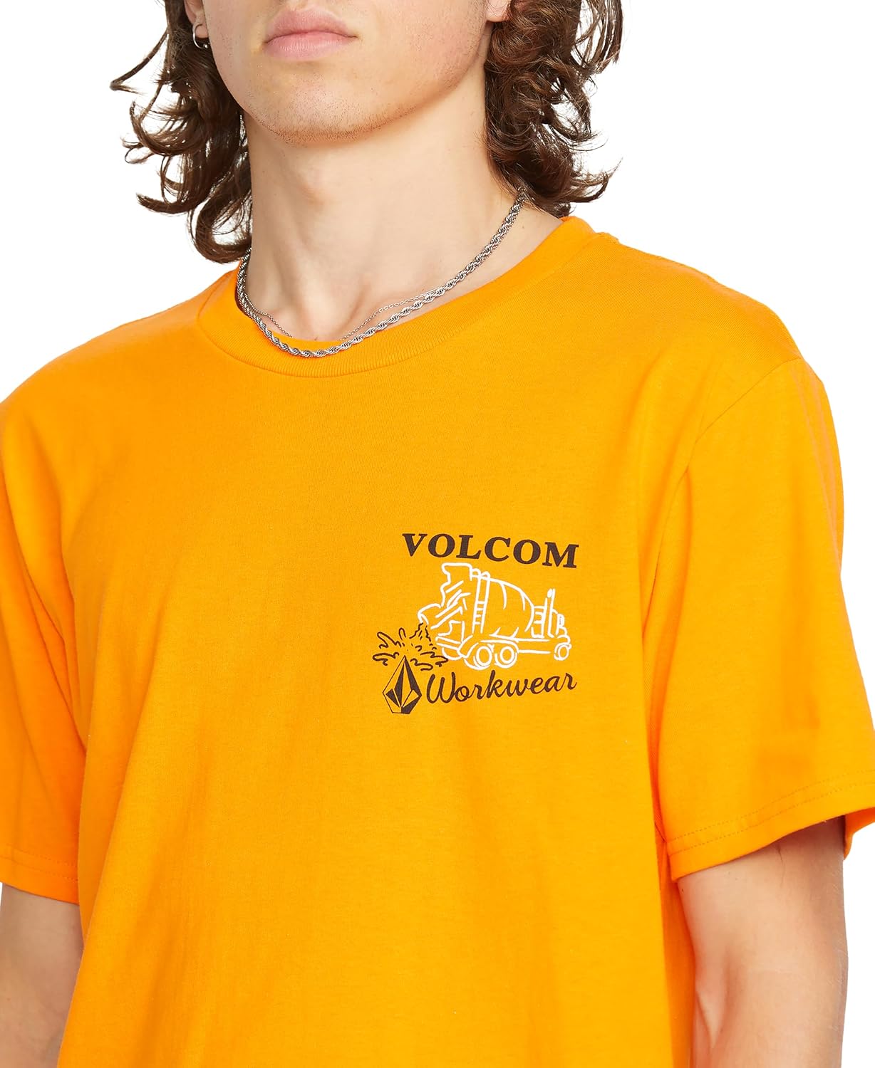 Volcom Men's Pour Choices Short Sleeve Workwear Tee Neon Orange