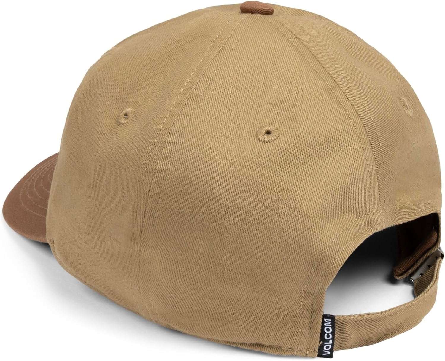 Volcom Men's Full Stone Dad Hat – Adjustable Strapback Cap Embroidered Logo Brown Khaki