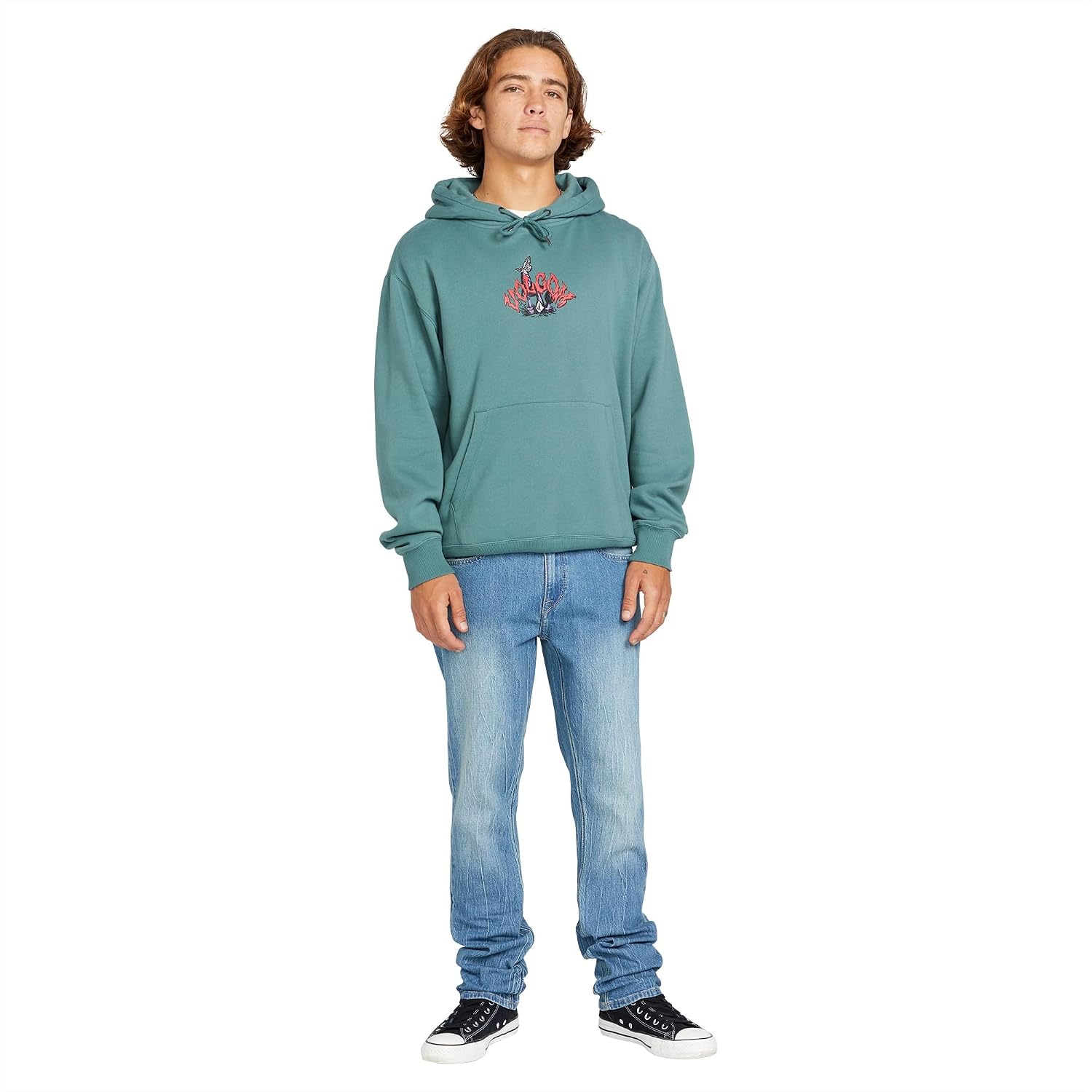 Volcom Men's Vorta Slim Fit Jeans – Classic Straight Leg Denim Pants with 15" Leg Opening Blue Bird