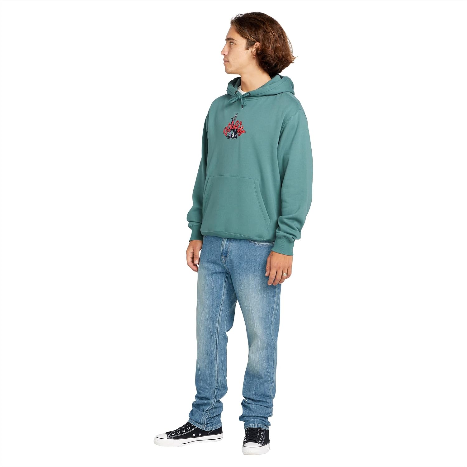 Volcom Men's Vorta Slim Fit Jeans – Classic Straight Leg Denim Pants with 15" Leg Opening Blue Bird