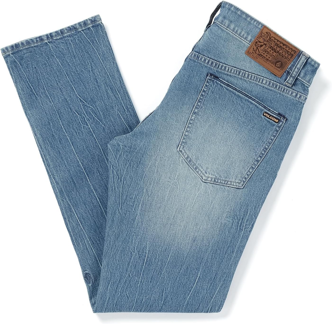 Volcom Men's Vorta Slim Fit Jeans – Classic Straight Leg Denim Pants with 15" Leg Opening Blue Bird