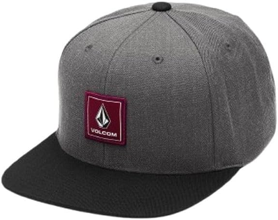 Volcom Men's Quarter Twill Snapback Hat – 6-Panel Adjustable Cap with Stone Logo Patch Charcoal Heather Evo