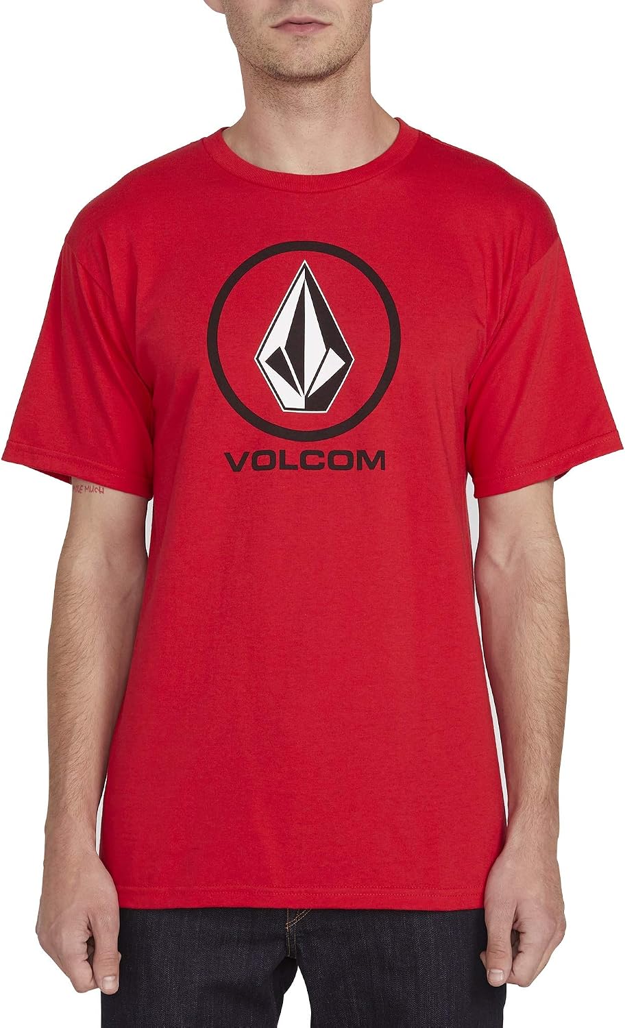 Volcom Men's Stone Fill Short Sleeve T-Shirt – Crewneck Graphic Tee Red