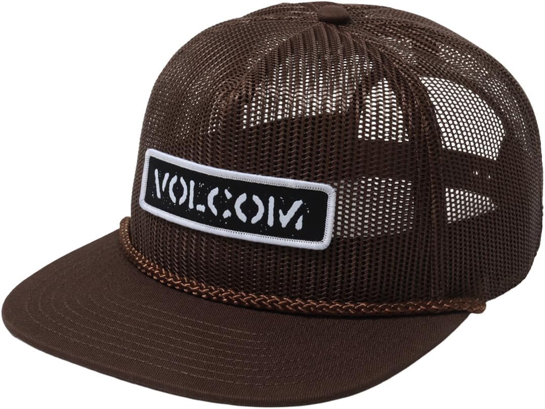Volcom Men's Mesh Trucker Hat - Adjustable Snapback Cap, Breathable Structured Front Panel Dk Brown
