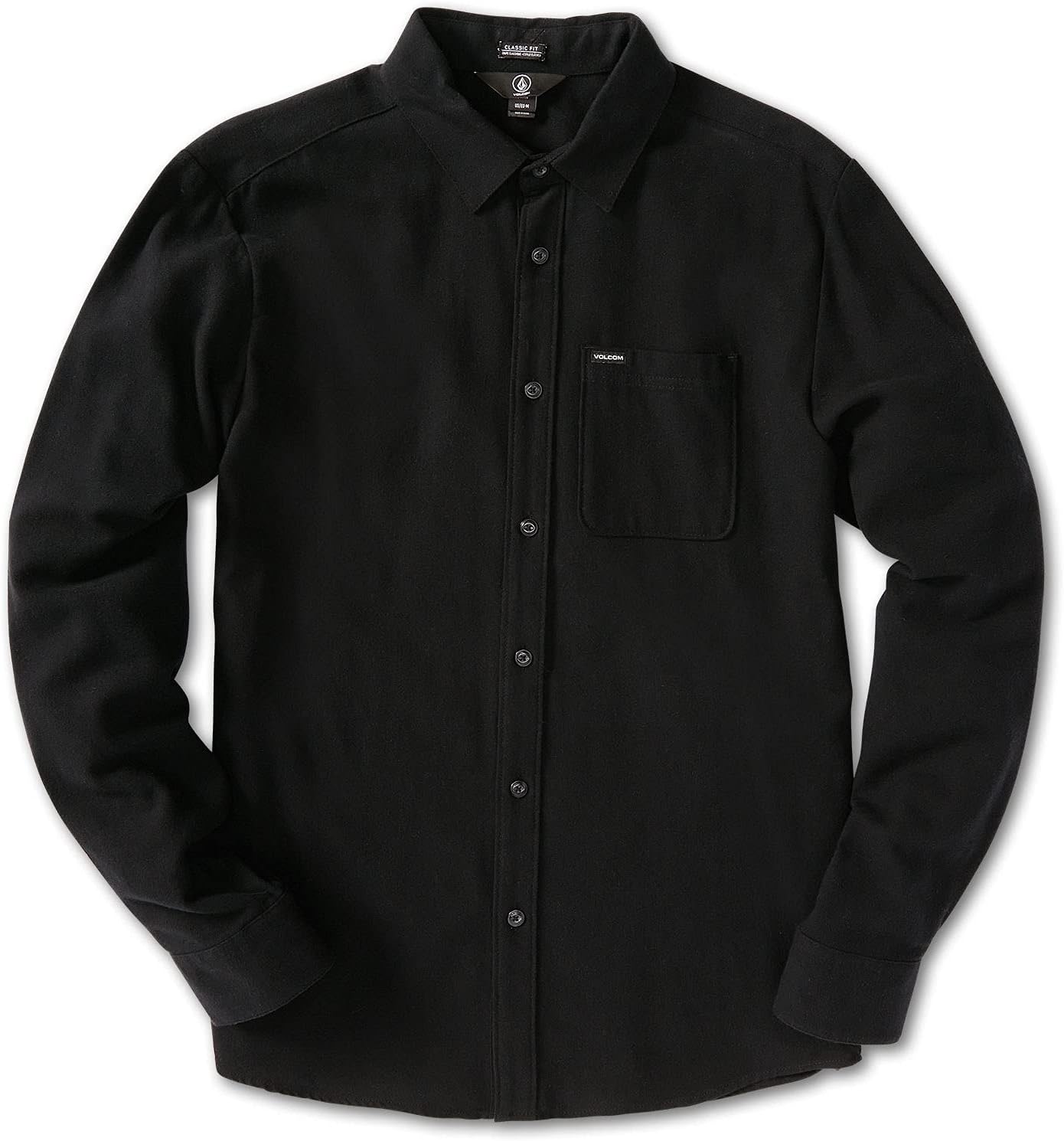 Volcom Men's Caden Solid Long Sleeve Button Down Shirt Black